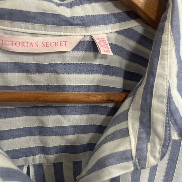 Excellent Condition Victoria's Secret size Large  Blue and White Stripe gown - Picture 4 of 11